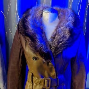 1970's penny Lane coat fox fur and real leather